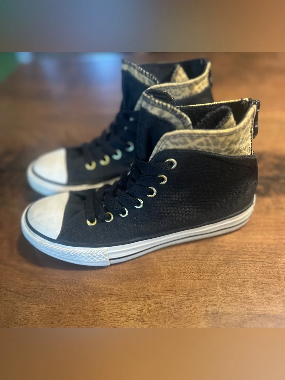 Converse Chuck Taylor All Star Back Zip Hi GS Leopard Shoes